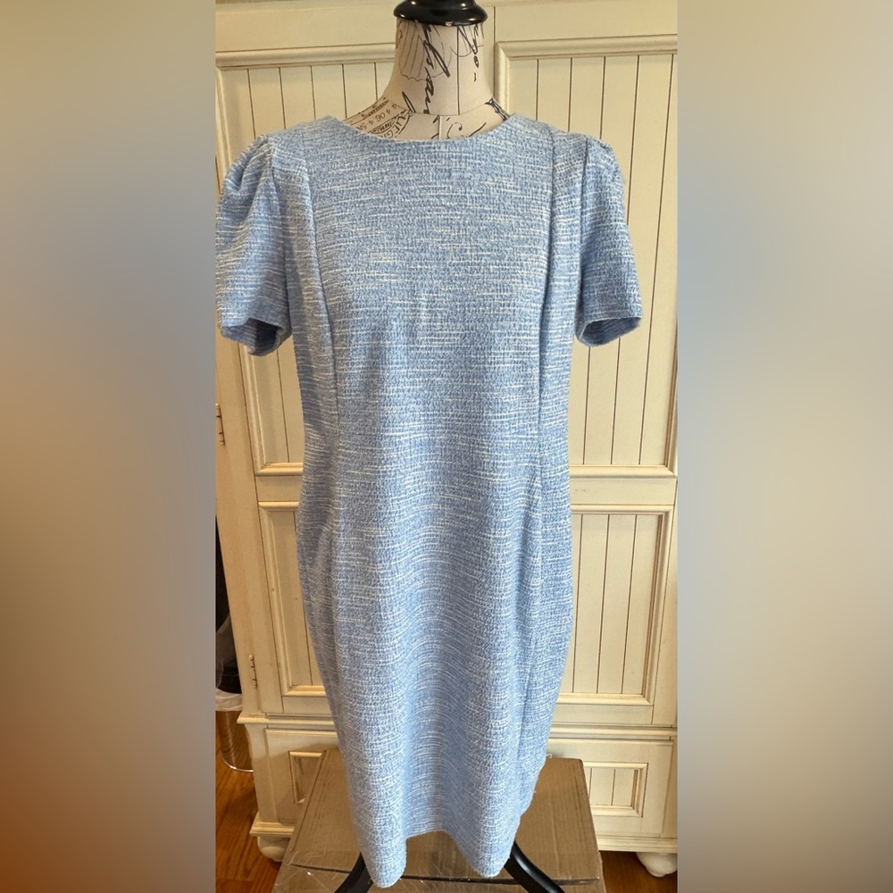 Calvin Klein tweed short sleeve sheath dress. Light blue size 16. Worn once.